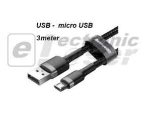 Καλώδιο Baseus Cafule USB / micro USB - 2A - 3m - Μαύρο / Γκρι