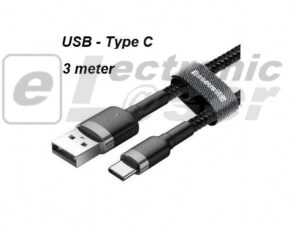 Καλώδιο Baseus Cafule USB / Type C- 2A -3m – Μαύρο / Γκρι