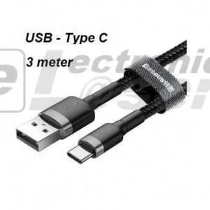 Καλώδιο Baseus Cafule USB / Type C- 2A -3m – Μαύρο / Γκρι